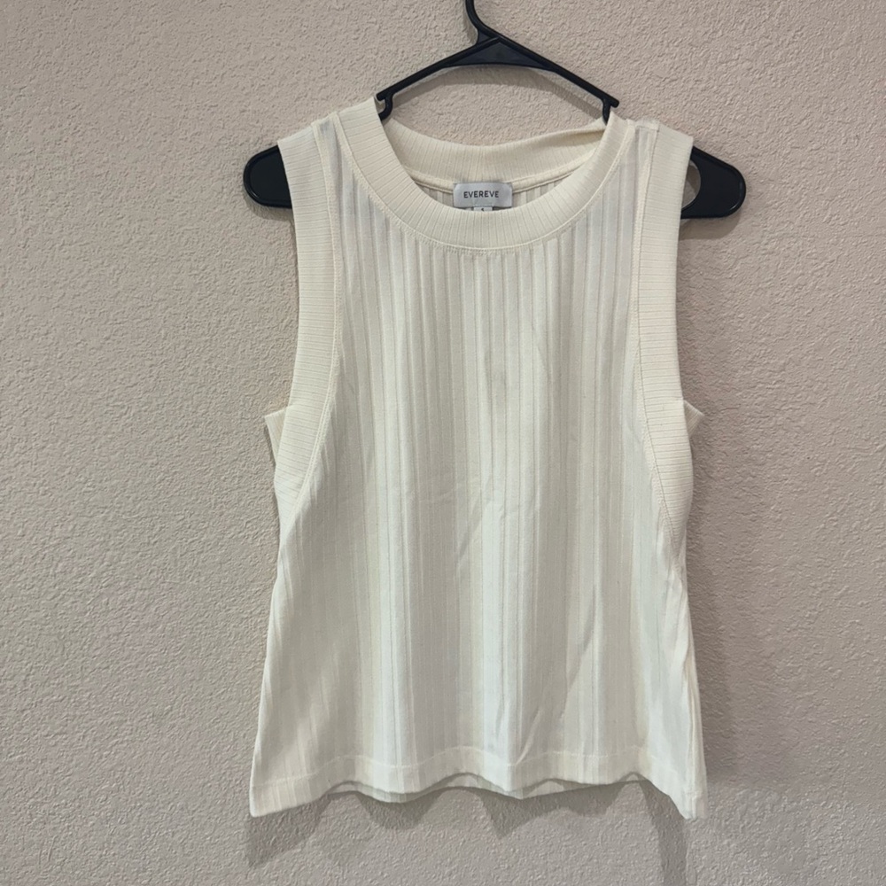 Off white Ribbed Sleeveless Tank Top